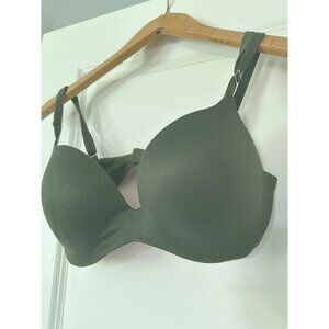 Victoria's Secret PINK Push-Up Bra 34D Army Green & Red Comfy Fit